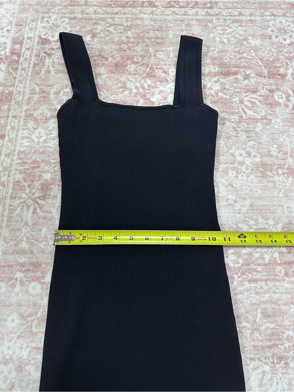 LBD 🖤 Stretchy Ribbed Bodycon Black Dress - Picture 7 of 9